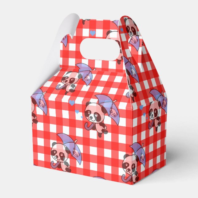 Cute Red Gingham Check Design Favor Box (Front Side)
