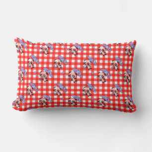 Cute Red Gingham Check Lumbar Pillow