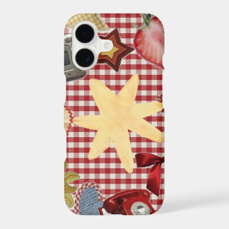 Cute Red Gingham Star Strawberry Bow Phone Case⁠