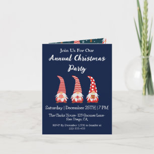 Cute Red  Gnomes Personalized Christmas Party   Invitation