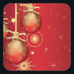 Cute Red Gold Ornament Christmas Pattern Square Sticker<br><div class="desc">Beautiful Christmas ornament pattern, red and gold on a red background. Customize with your own monogram, initials or name, make the image bigger - or smaller and maybe tile it. Customize it with a loved one's monogram or name to create your own unique and unforgettable gift. Vintage cute colourful beautiful...</div>
