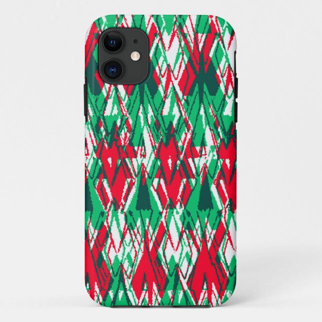 Cute red green abstract aztec pattern Case-Mate iPhone case (Back)