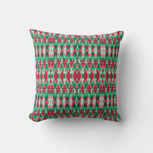 Cute red green abstract aztec pattern throw pillow