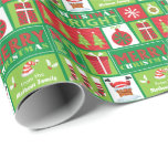 Cute Red Green Christmas Images Collage Wrapping Paper<br><div class="desc">This cute and colourful wrapping paper is covered with red and green Christmas images, including Holiday trees, ornaments, gift packages, snowflakes, holly, stockings, and even Santa Claus stuck upside down in a chimney! Along with the collage of images is colourful typography that says "MERRY CHRISTMAS" "NOEL", and "CHRISTMAS BRIGHT". One...</div>