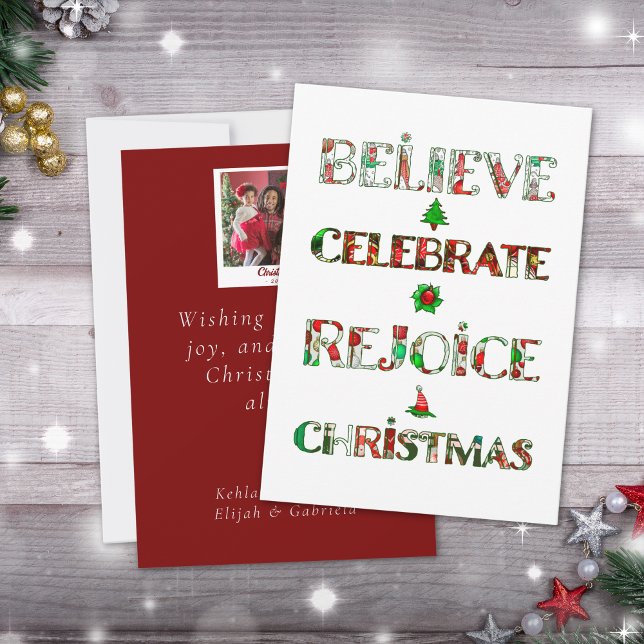 Cute Red Green Christmas Pattern Holiday Card (Creator Uploaded)