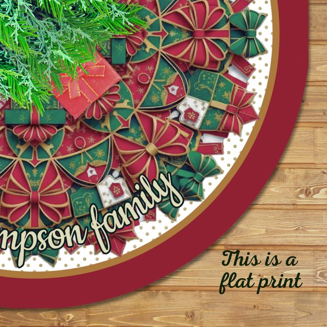 Cute red green festive christmas pattern custom brushed polyester tree skirt (Creator Uploaded)