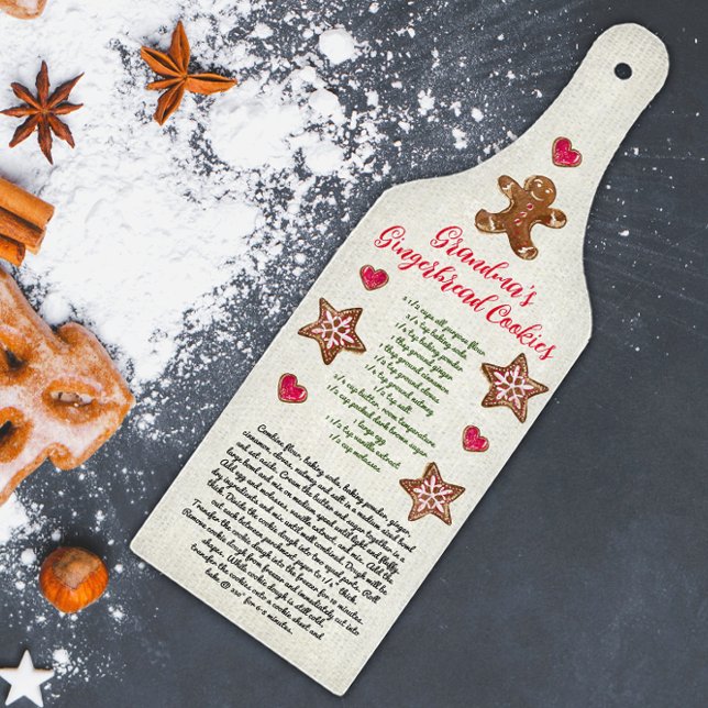 Cute Red Green Grandma's Christmas Cookie Recipe Cutting Board (Creator Uploaded)