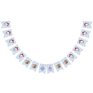 Cute Red Hammerhead Shark Kids Birthday Photo Bunting Flags