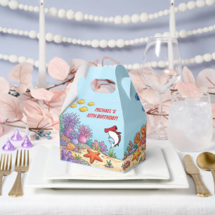 Cute Red Hammerhead Shark Ocean Birthday Favor Box