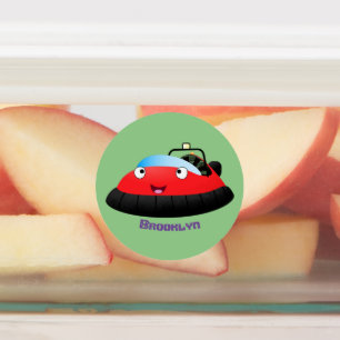 Cute red happy hovercraft cartoon