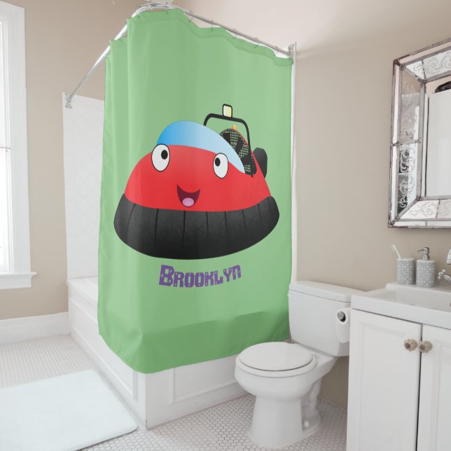 Cute red happy hovercraft cartoon (In Situ)
