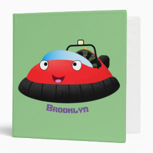 Cute red happy hovercraft cartoon binder