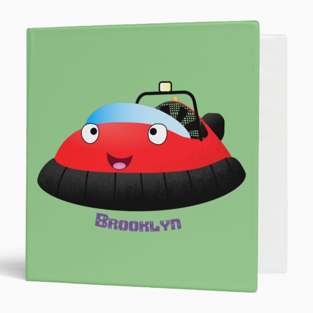 Cute red happy hovercraft cartoon binder (Front/Inside)