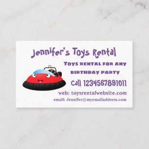 Cute red happy hovercraft cartoon business card