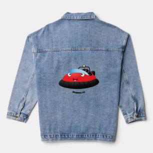 Cute red happy hovercraft cartoon denim jacket