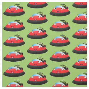 Cute red happy hovercraft cartoon fabric