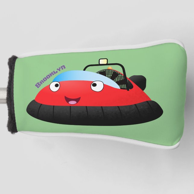 Cute red happy hovercraft cartoon golf head cover (Front)