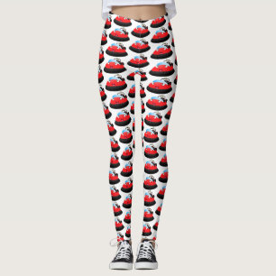 Cute red happy hovercraft cartoon leggings
