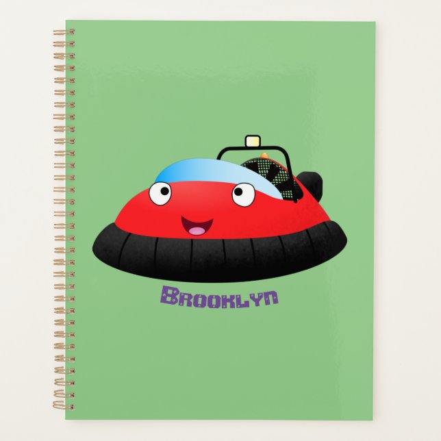 Cute red happy hovercraft cartoon planner (Front)