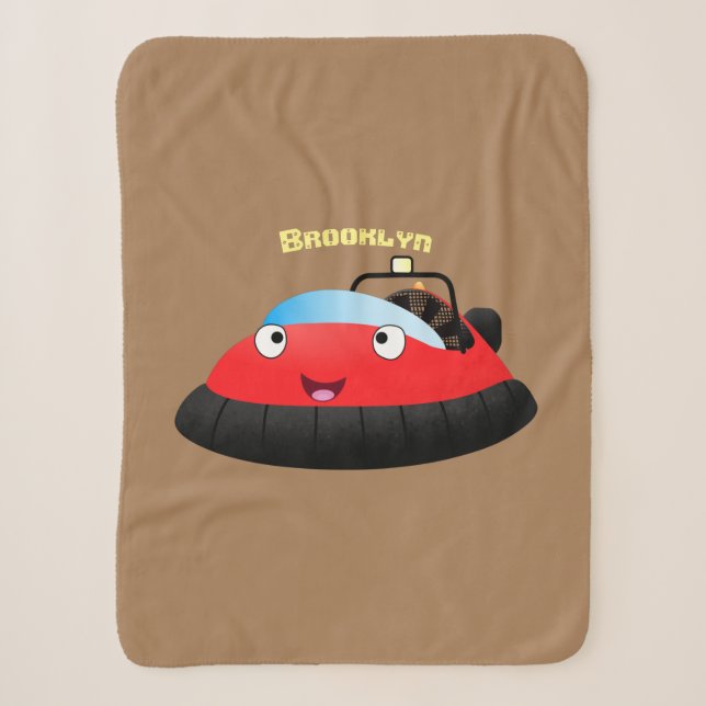 Cute red happy hovercraft cartoon sherpa blanket (Front)