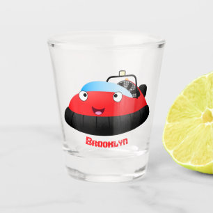 Cute red happy hovercraft cartoon shot glass