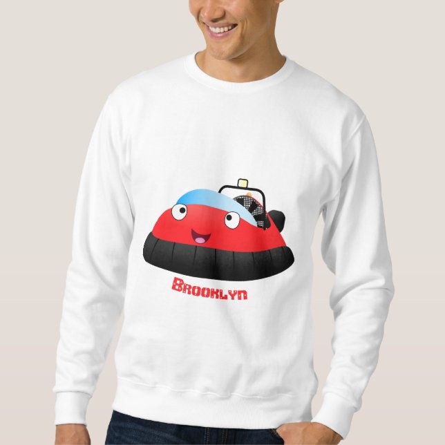 Cute red happy hovercraft cartoon sweatshirt (Front)