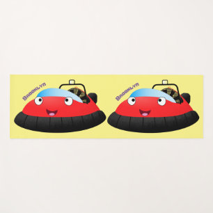 Cute red happy hovercraft cartoon yoga mat