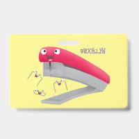 Cute red happy stapler cartoon illustration