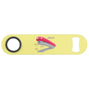 Cute red happy stapler cartoon illustration bar key