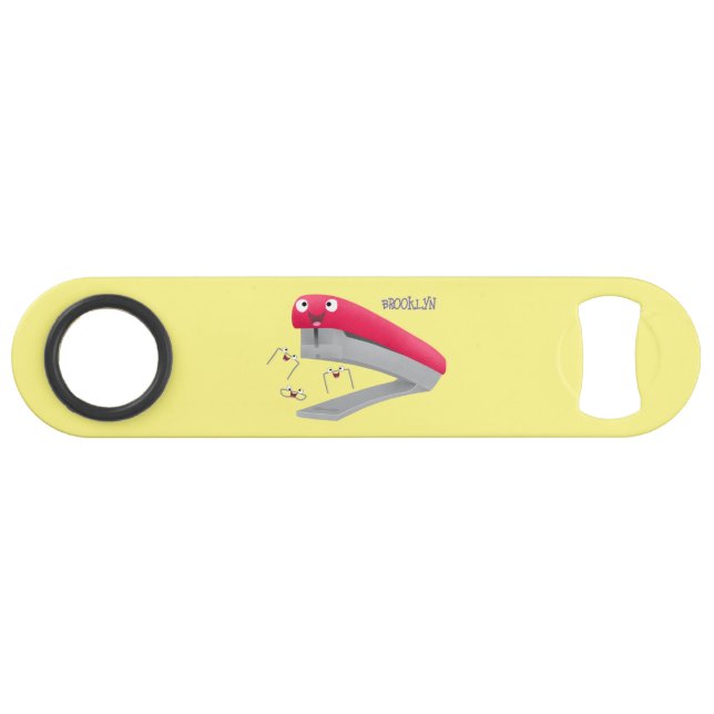 Cute red happy stapler cartoon illustration bar key (Front (Horizontal))