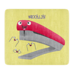 Cute red happy stapler cartoon illustration cutting board