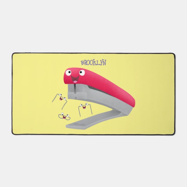 Cute red happy stapler cartoon illustration  desk mat (Front)