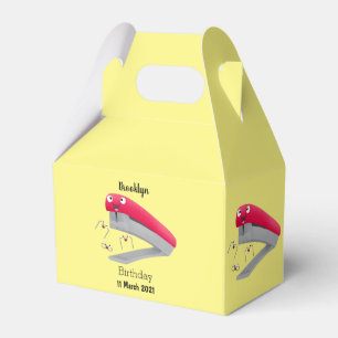 Cute red happy stapler cartoon illustration favor box