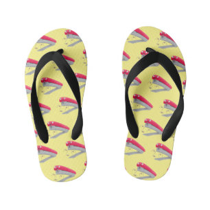Cute red happy stapler cartoon illustration kid's flip flops