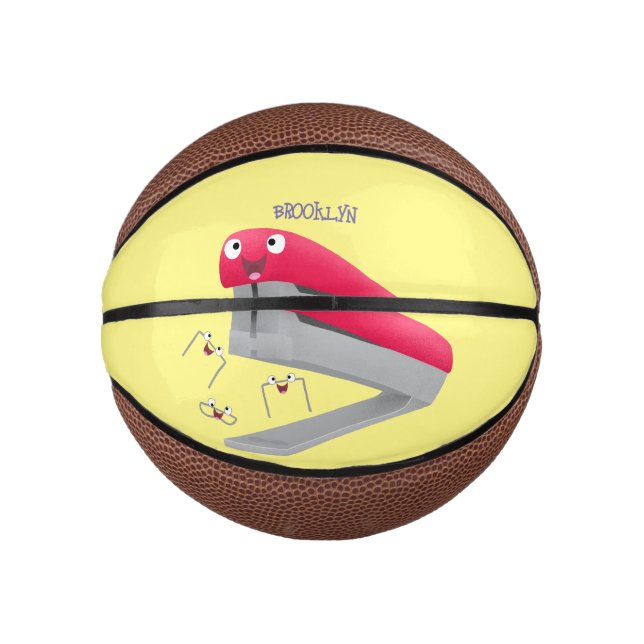 Cute red happy stapler cartoon illustration  mini basketball (Front)
