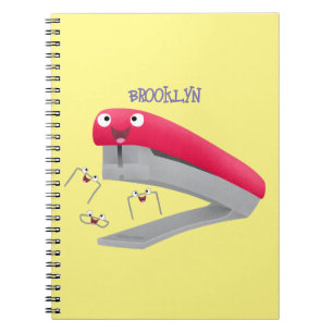 Cute red happy stapler cartoon illustration  notebook