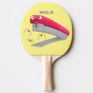 Cute red happy stapler cartoon illustration ping pong paddle