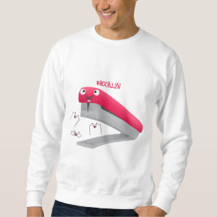 Cute red happy stapler cartoon illustration sweatshirt