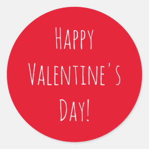 Cute Red Happy Valentine's Day Classic Round Sticker