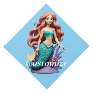 Cute Red-headed Mermaid Thunder_Cove Graduation Cap Topper