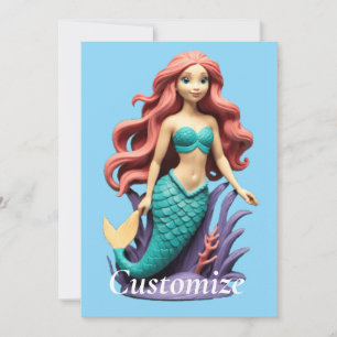 Cute Red-headed Mermaid Thunder_Cove Invitation