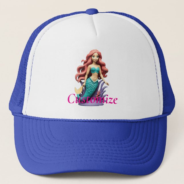 Cute Red-headed Mermaid Thunder_Cove Trucker Hat (Front)