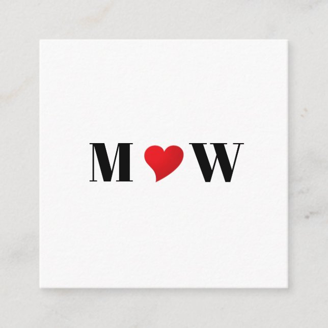 Cute red heart custom couple monogram initials enclosure card (Front)