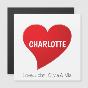 Cute red heart custom name message magnetic card