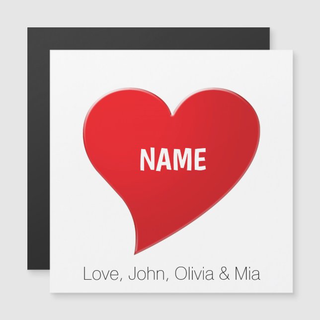 Cute red heart custom name text typography card (Front/Back)