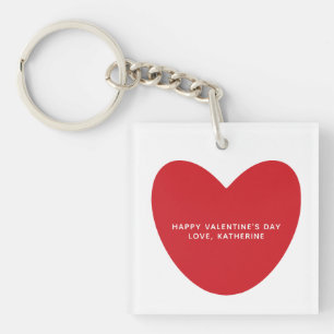 Cute red heart custom photo text Valentine's Day Keychain