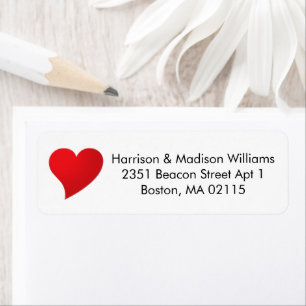 Cute red heart custom Return Address 