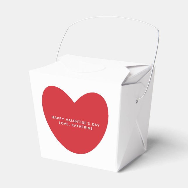 Cute red heart custom text Valentine's Day Favor Box (Front Side)