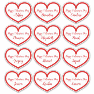 Cute Red Heart Kids Names Valentines Day Classroom