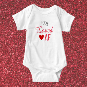 Cute Red Heart Loved AF Baby Bodysuit
